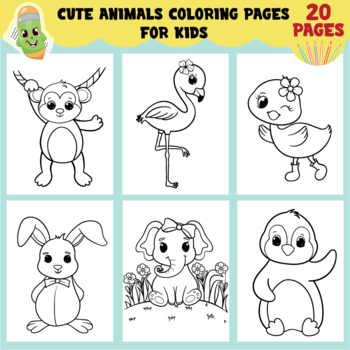 Printable cute animals coloring pages for kids activity sheets activity book