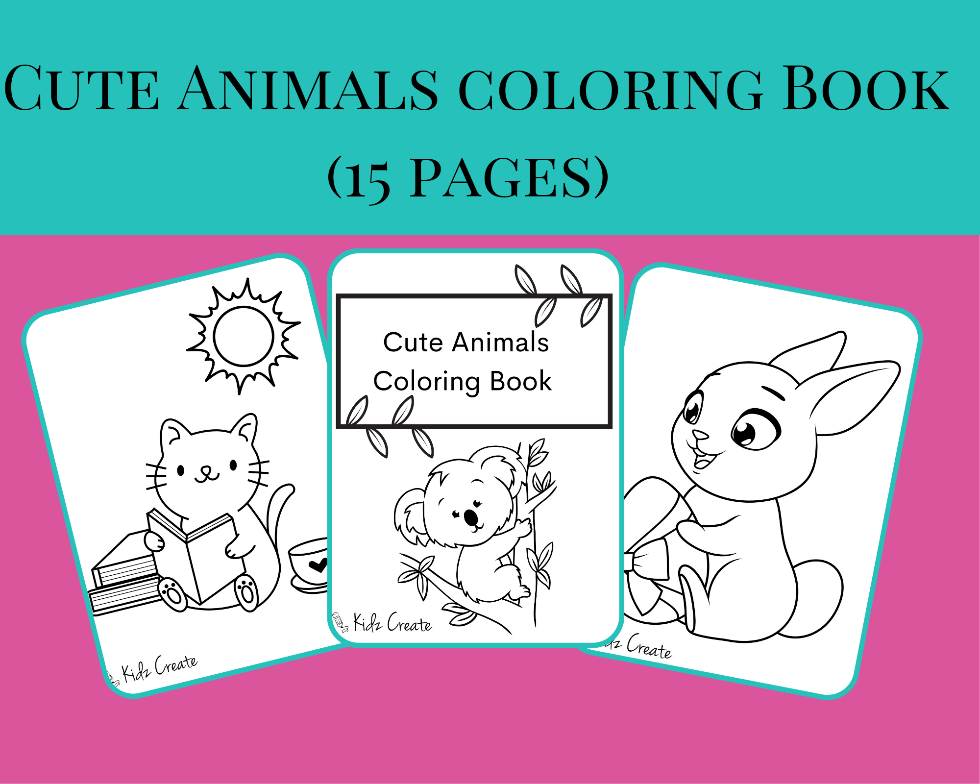 Cute animals coloring book pages â kidz create