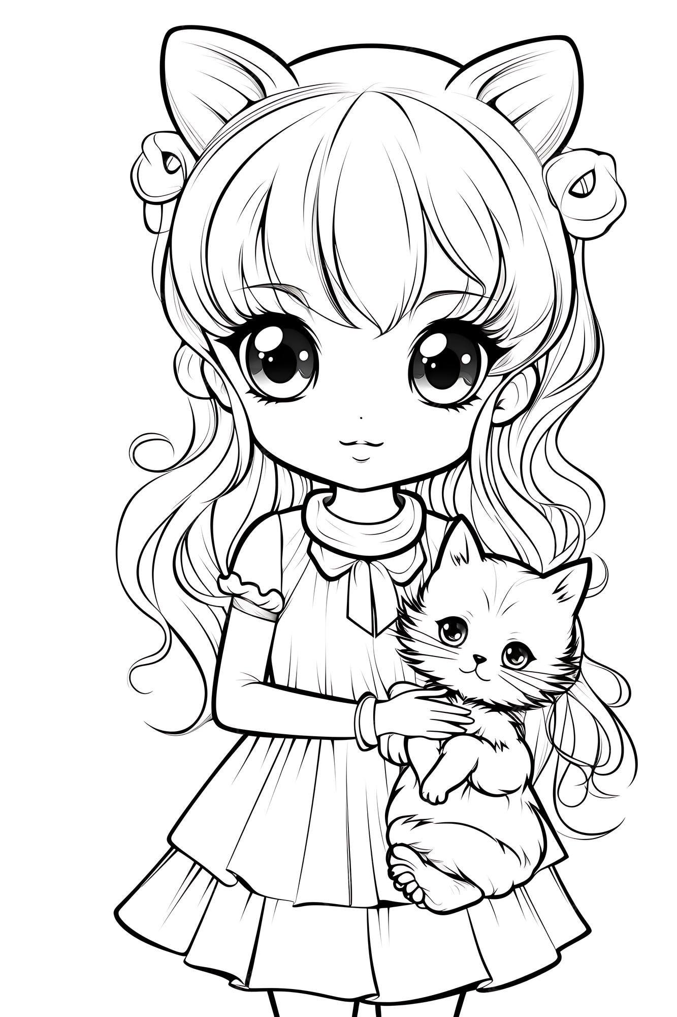 Premium vector anime coloring page