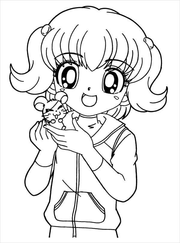 Anime girl coloring pages