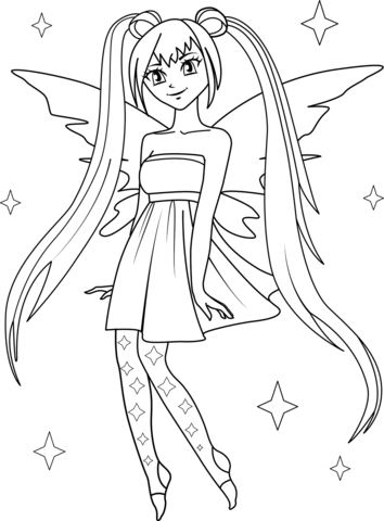 Anime fairy coloring page free printable coloring pages