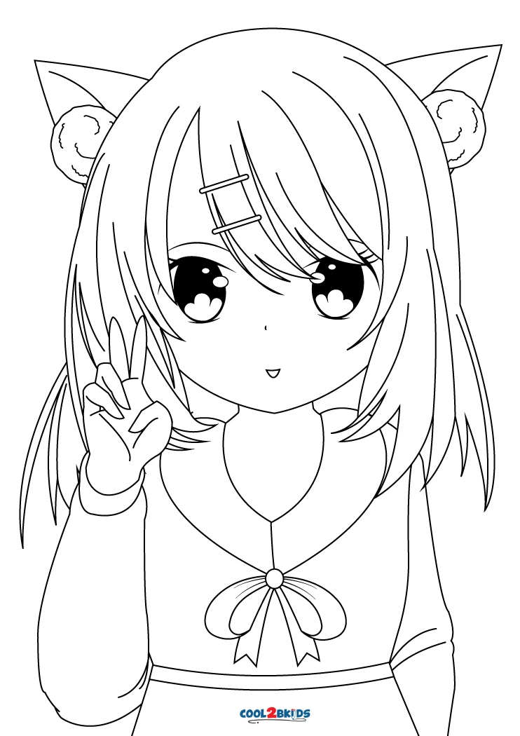 Free printable cute anime coloring pages for kids