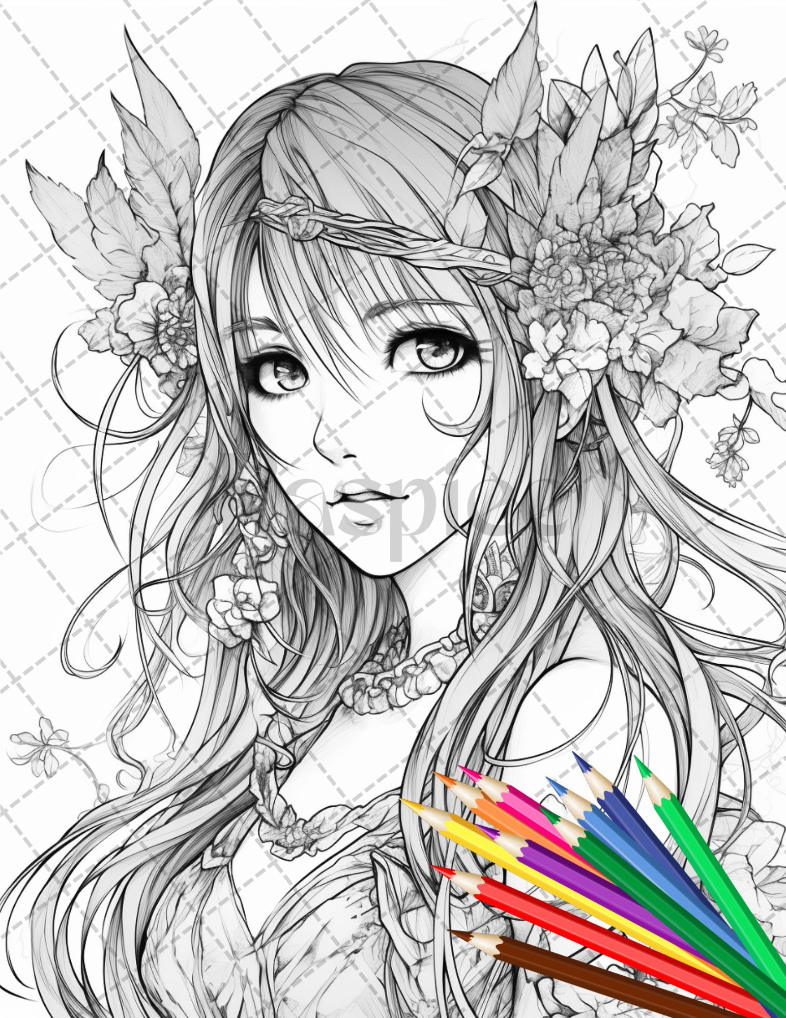 Anime fairy girl printable coloring pages for adults cute fairy gr â coloring