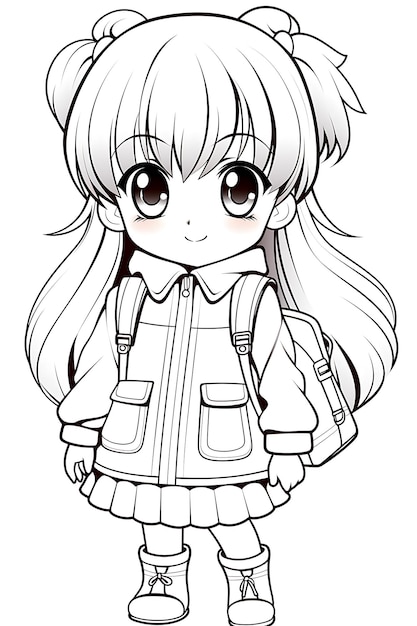 Premium vector anime coloring page