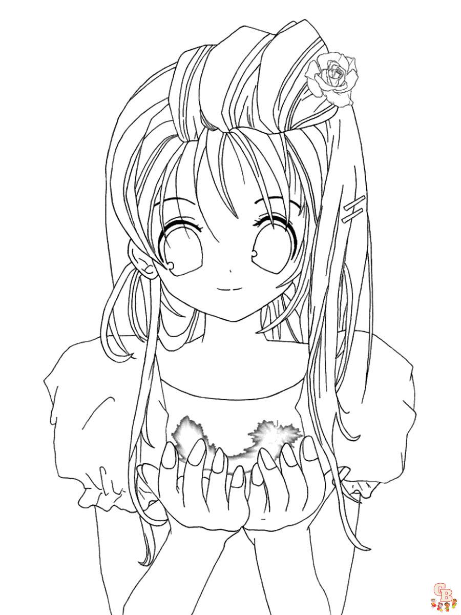 Free printable anime girl coloring pages by