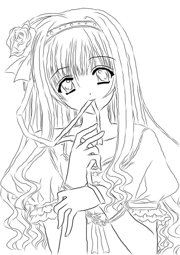 Get this printable anime coloring pages for girls cute anime girl