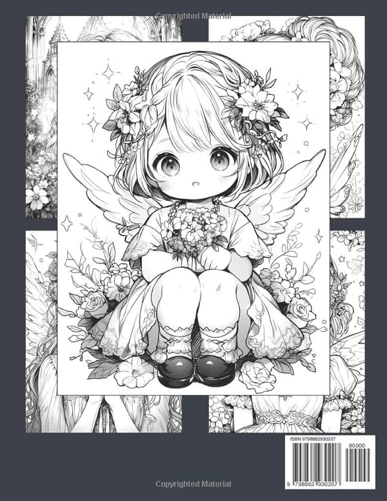 Anime fairies coloring book pages illustrations to color adorable japanese anime coloring pages for adults teens relaxation and stress relief alec chaney books