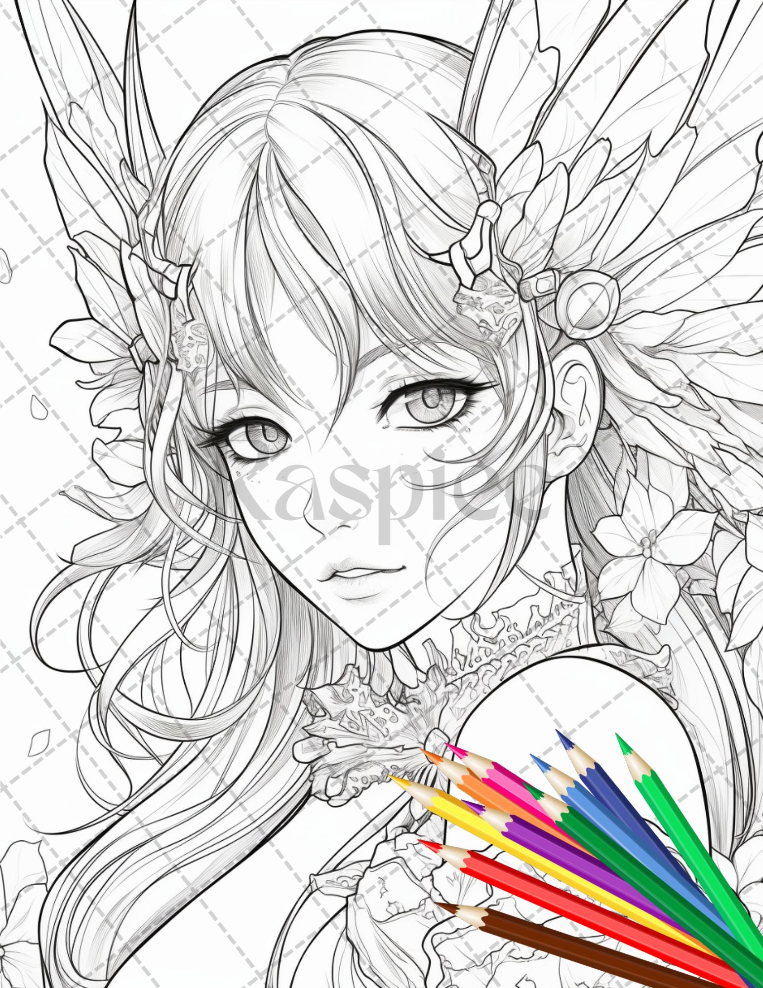 Anime fairy girl printable coloring pages for adults cute fairy gr â coloring