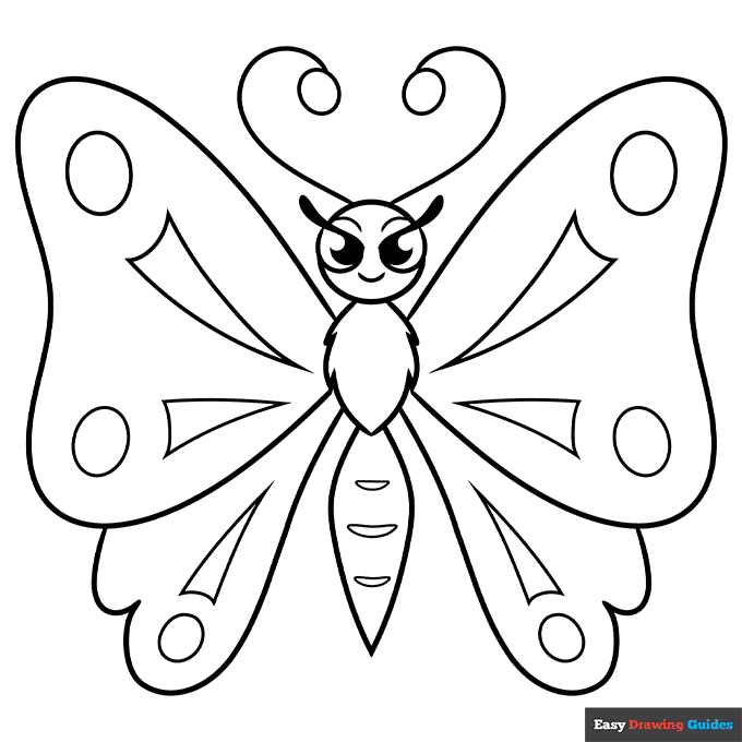 Simple cute butterfly coloring page easy drawing guides