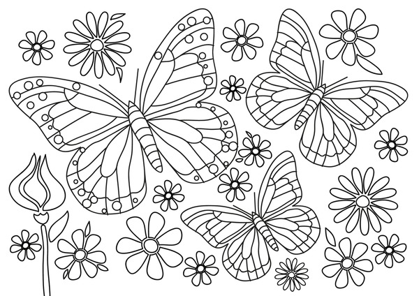 Butterfly coloring pages kids royalty