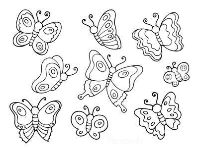 Free butterfly coloring pages for kids adults