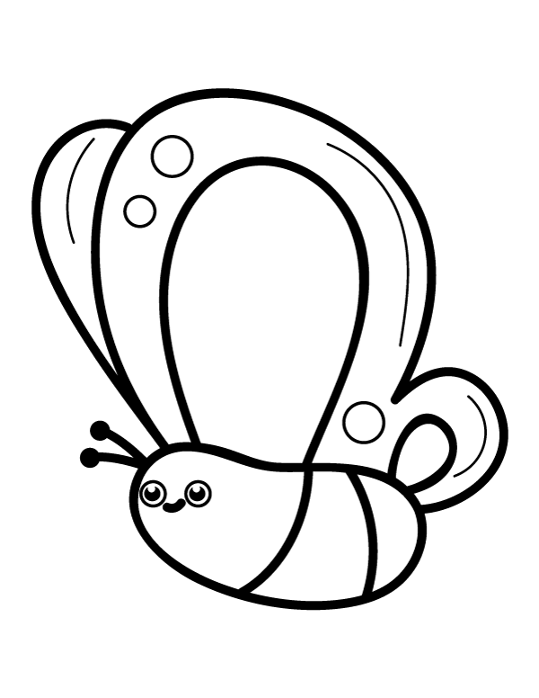 Printable kawaii butterfly coloring page