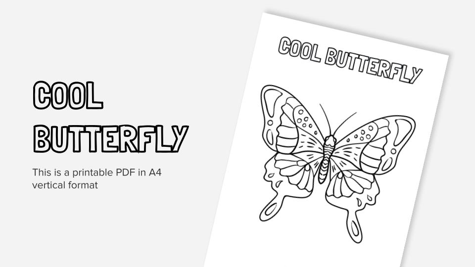 Cool butterfly printable coloring worksheet