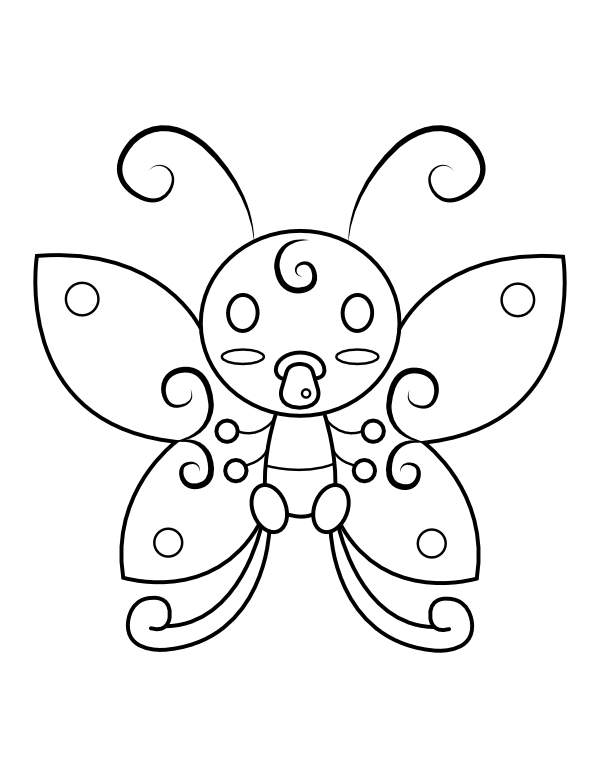 Printable baby butterfly coloring page