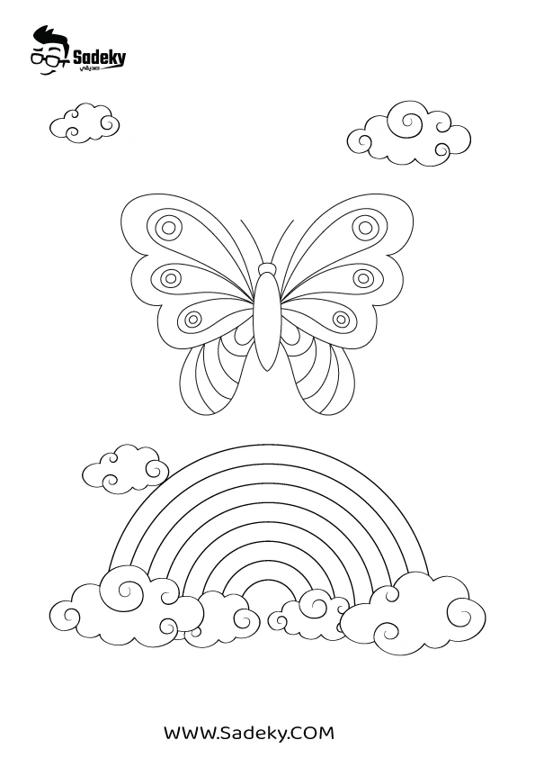 Free butterfly rainbow coloring pages printable