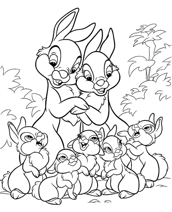 Cute bunnies disney coloring page