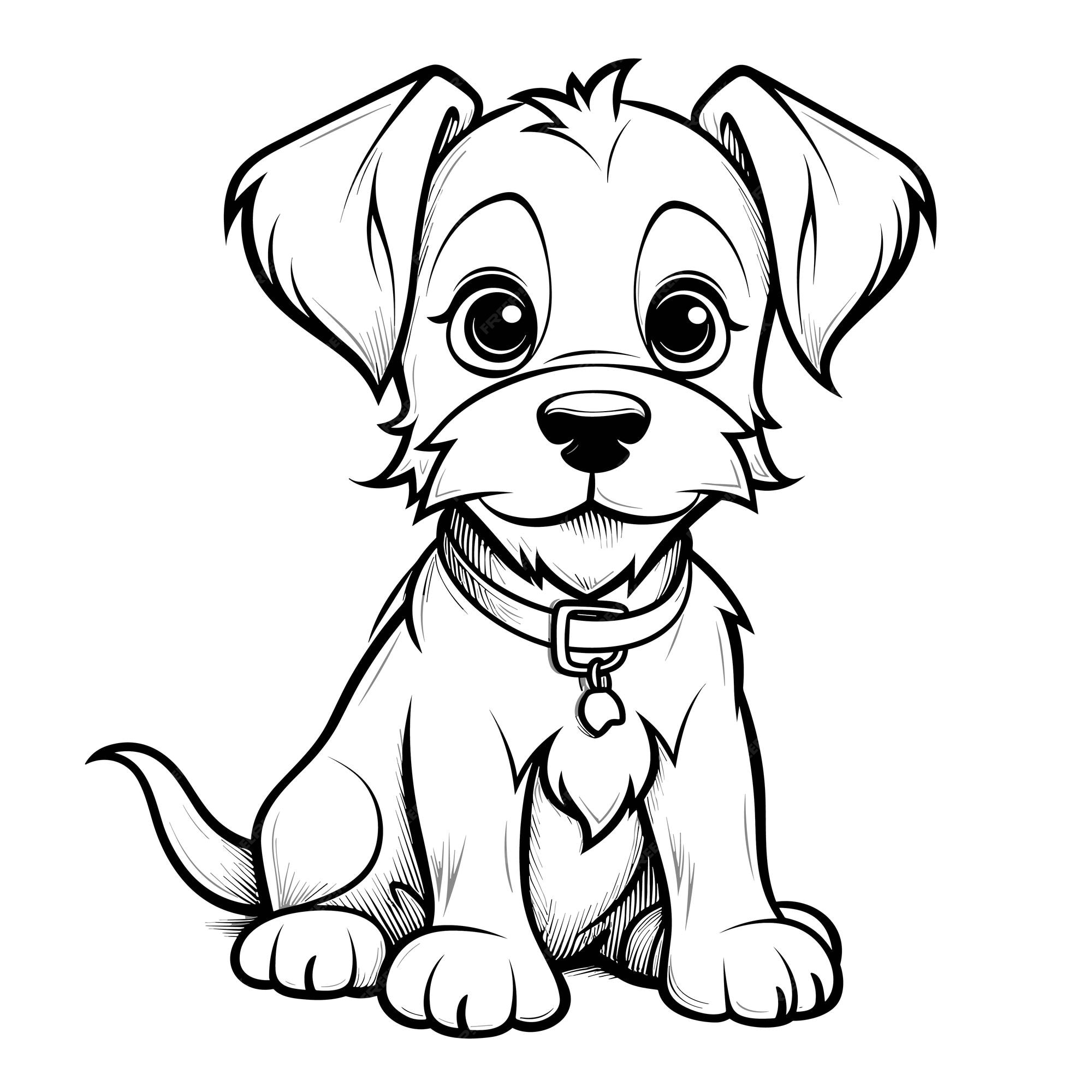 Premium vector hand drawn dog outline illustration cute dog coloring pages for children black and white