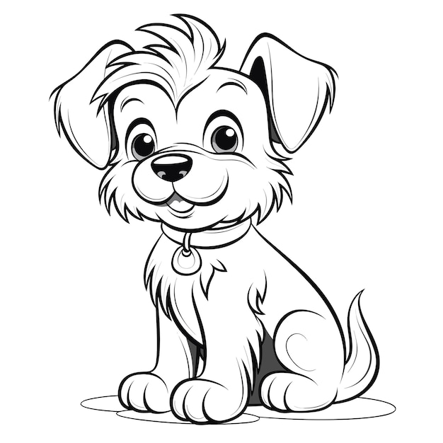 Premium vector hand drawn animal outline illustration cute dog coloring pages for children black and white