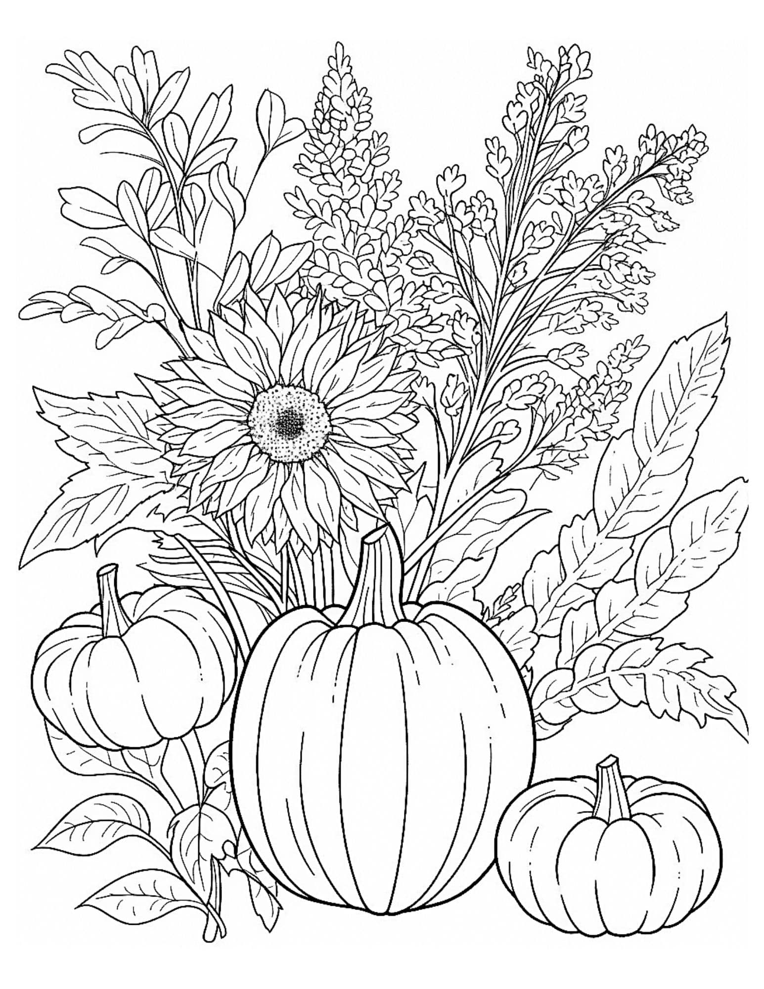 Fall coloring pages for both kids and adults