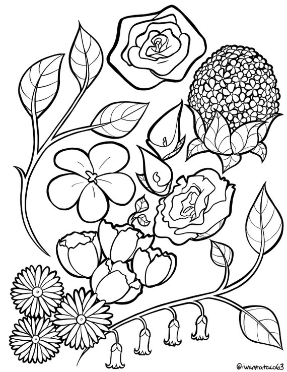 Pretty flowers coloring page