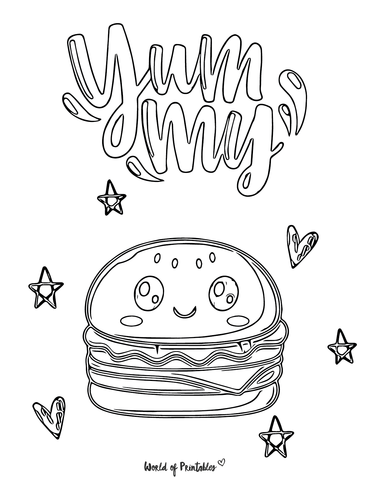 Cute food coloring pages