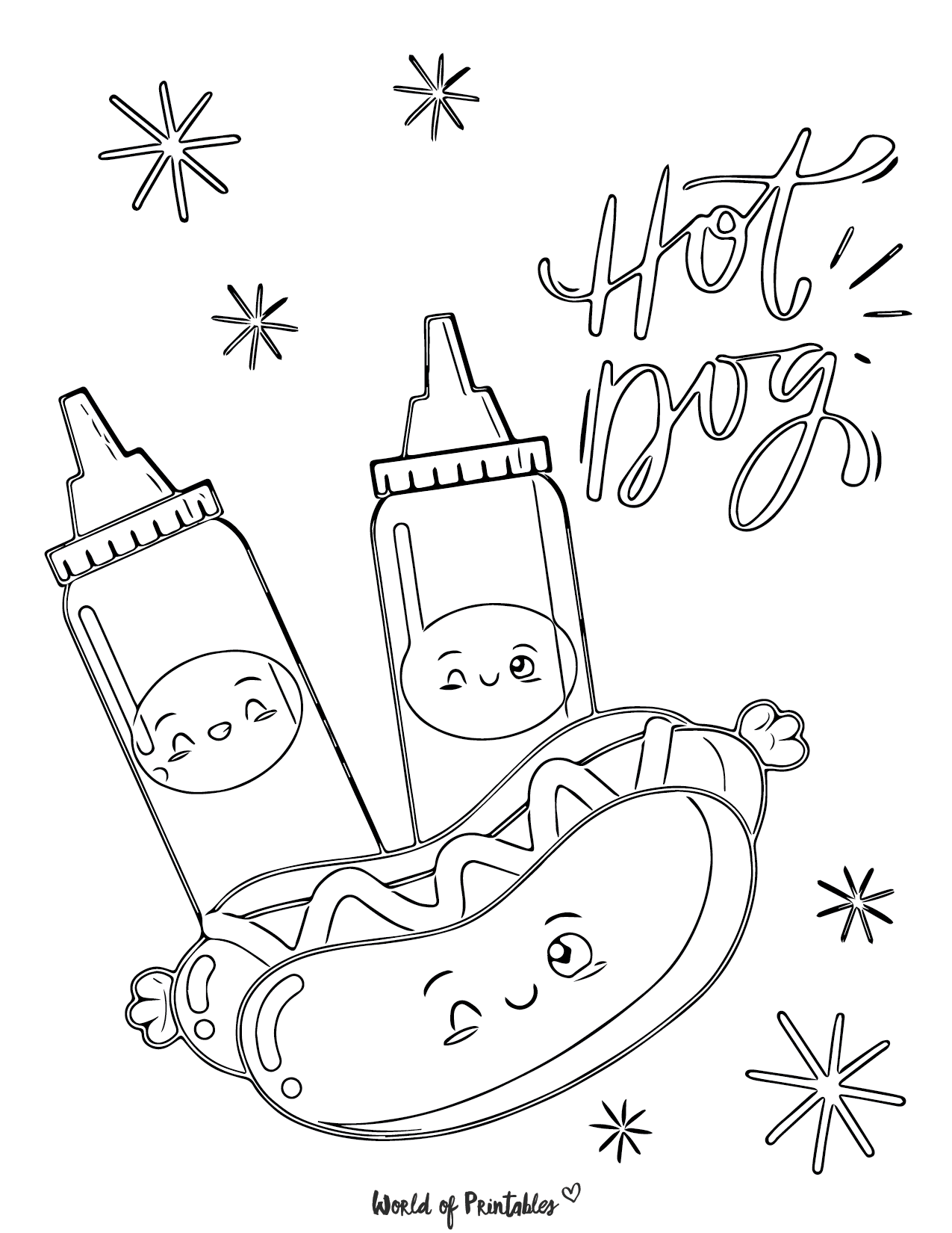 Cute food coloring pages