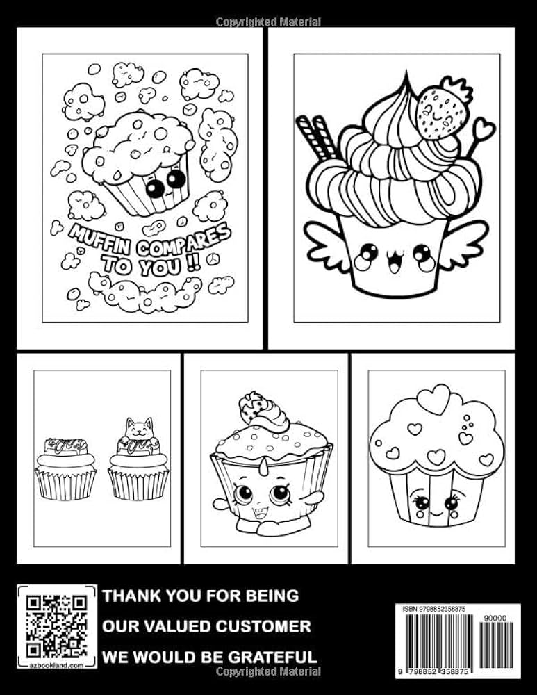 Kawaii sweet cupcake coloring book cute food coloring pages with wonderful illustrations for kids adults teens to have fun and relax ideal gift for birthday dalton mike books