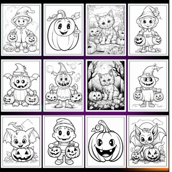 Halloween coloring pages cute halloween back to school tpt