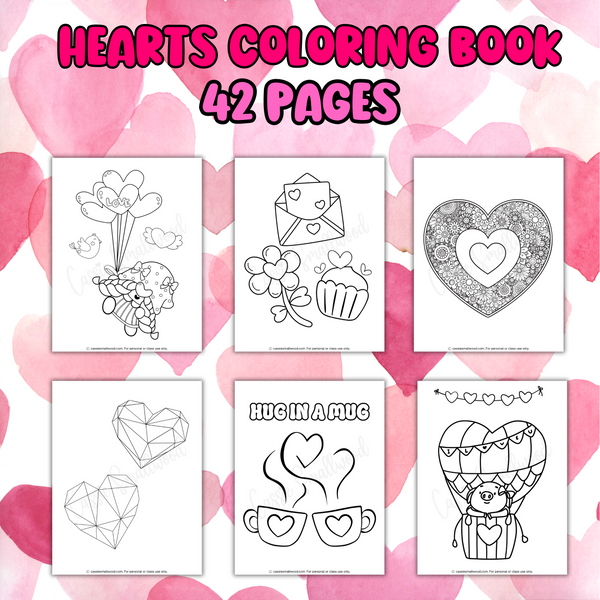Printable heart coloring book pages â cassie smallwood