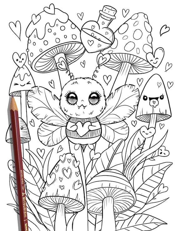 Printable cute kawaii coloring page hand