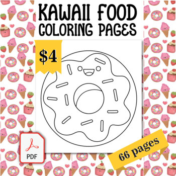 Kawaii food coloring pages printable coloring sheets x inches