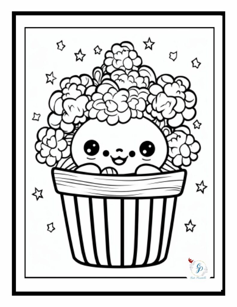 Free cute kawaii food coloring pages for kids adults cute printable