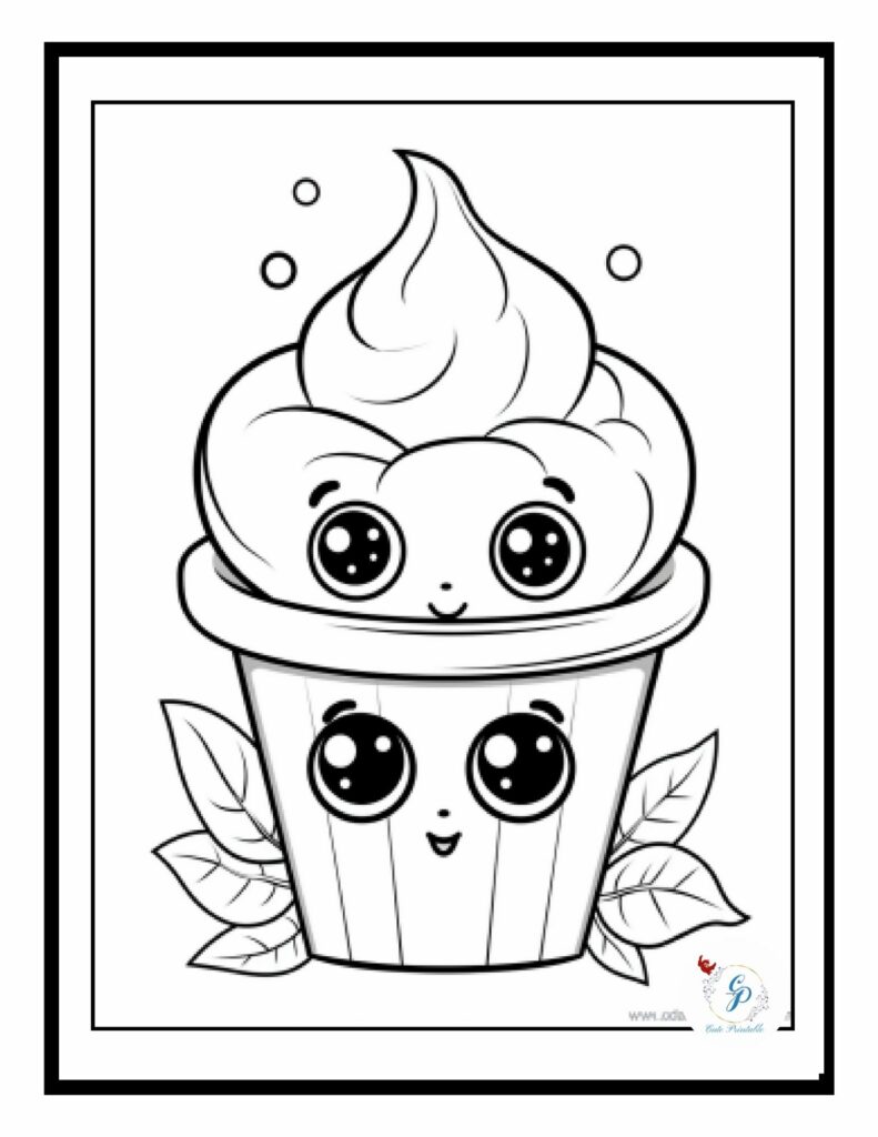 Free cute kawaii food coloring pages for kids adults cute printable