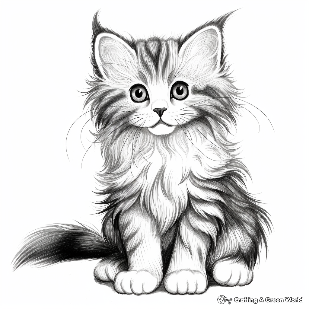 Realistic kitten coloring pages