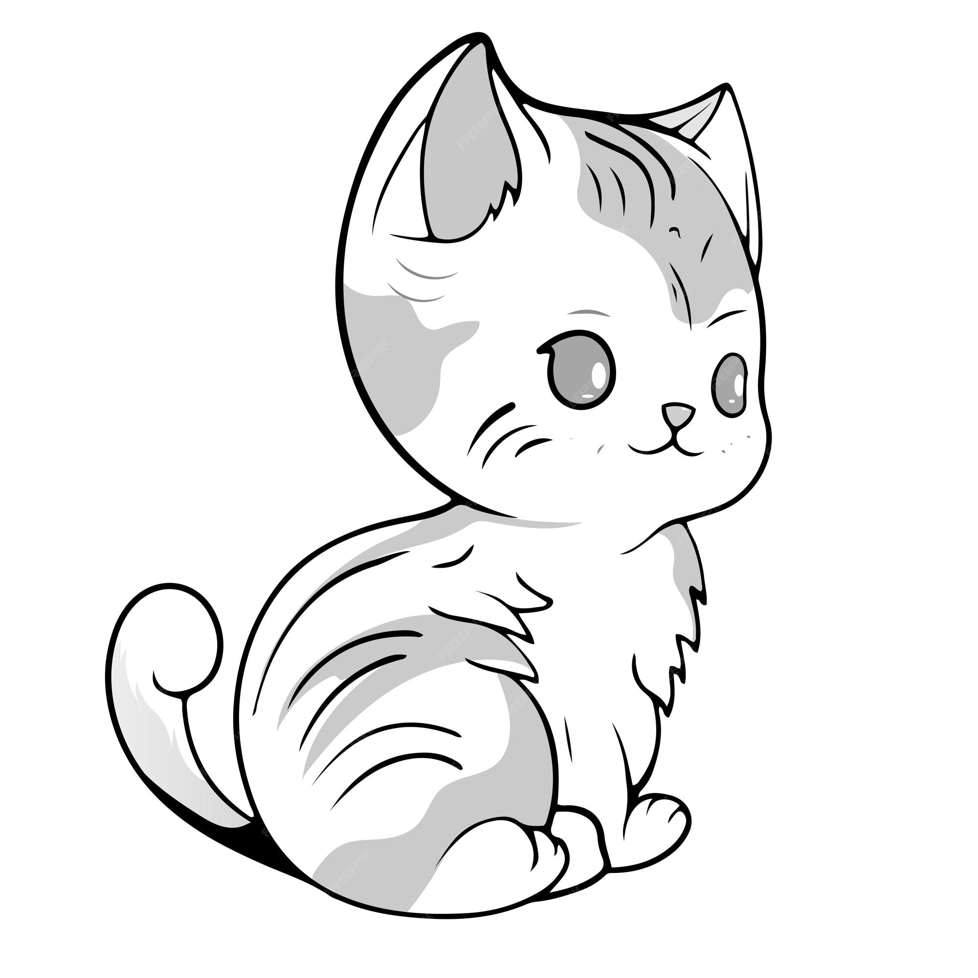 Premium vector coloring page printable cute cat unicorn or anime cat coloring pages for children kids and adults