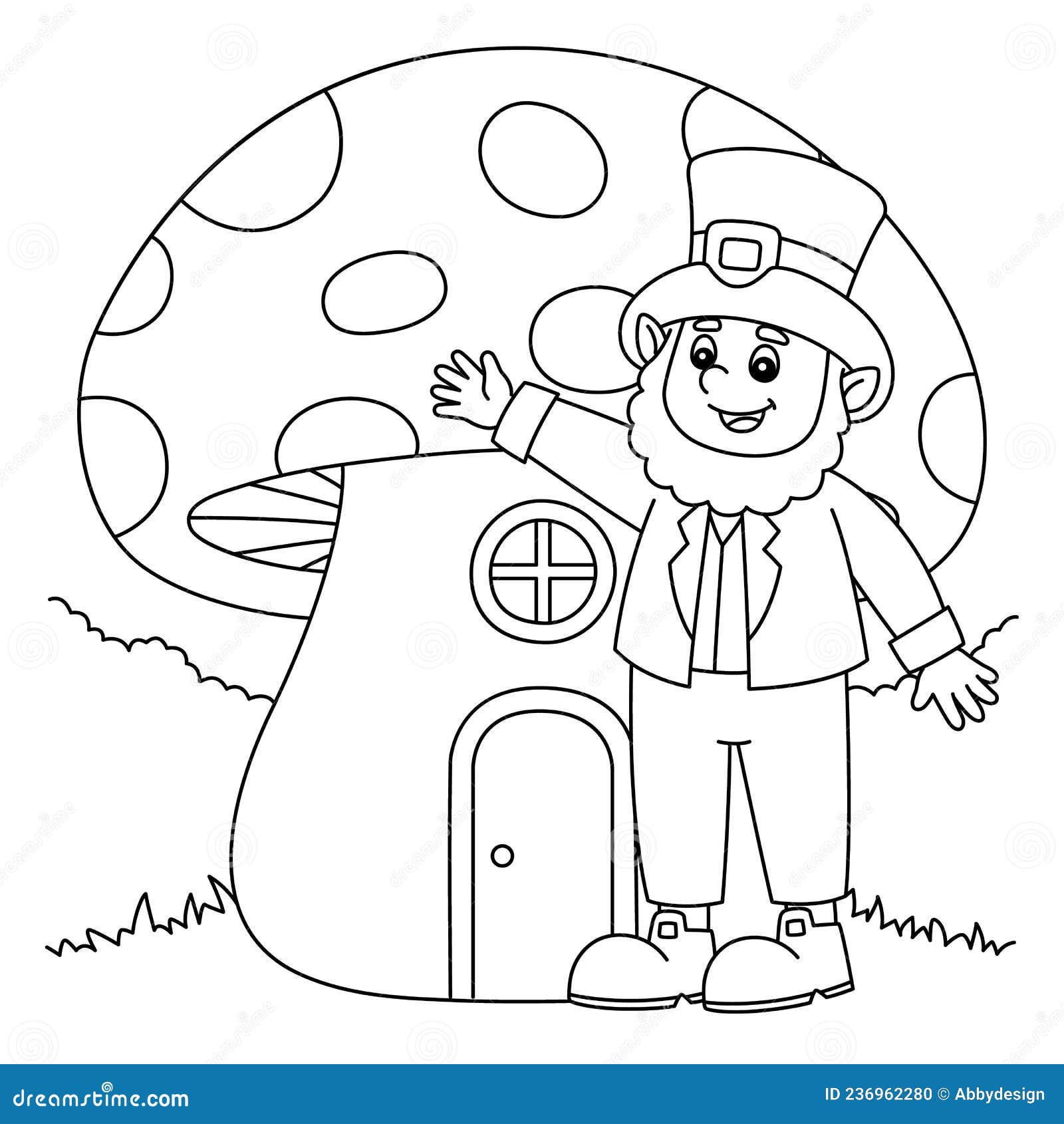 St patricks day mushroom coloring page for kids stock vector