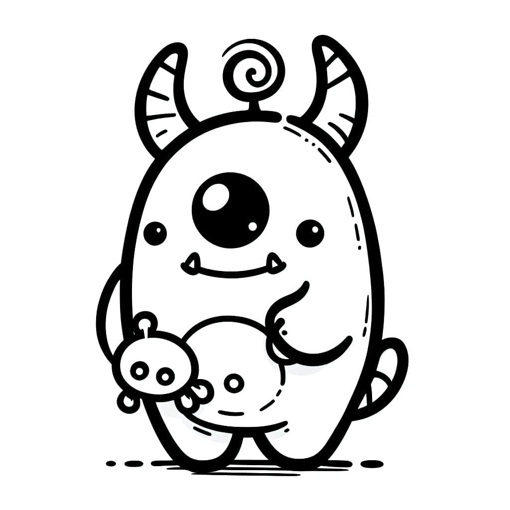 Cute baby monster coloring page