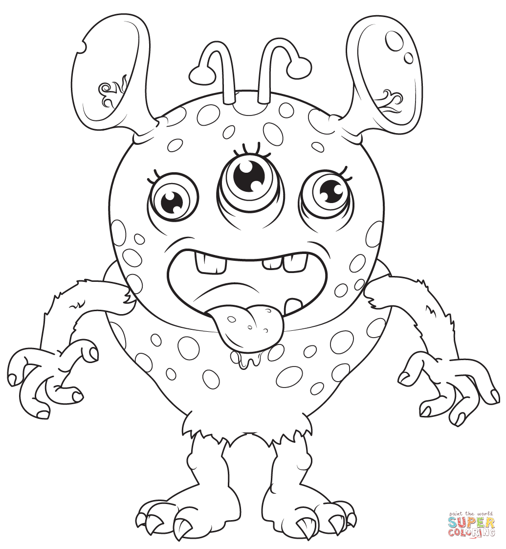 Cute monster coloring page free printable coloring pages