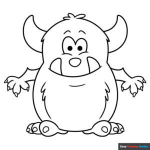 Cute monster coloring page easy drawing guides