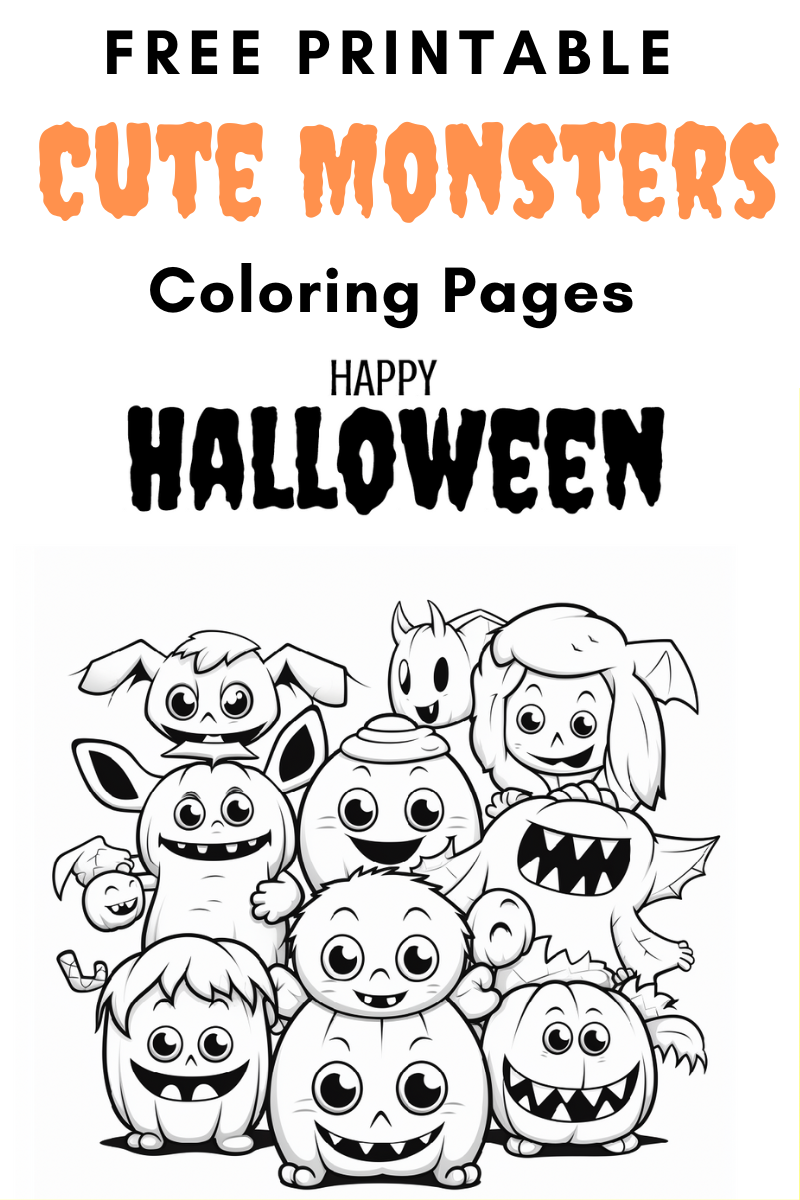 Cute baby monster halloween coloring pages