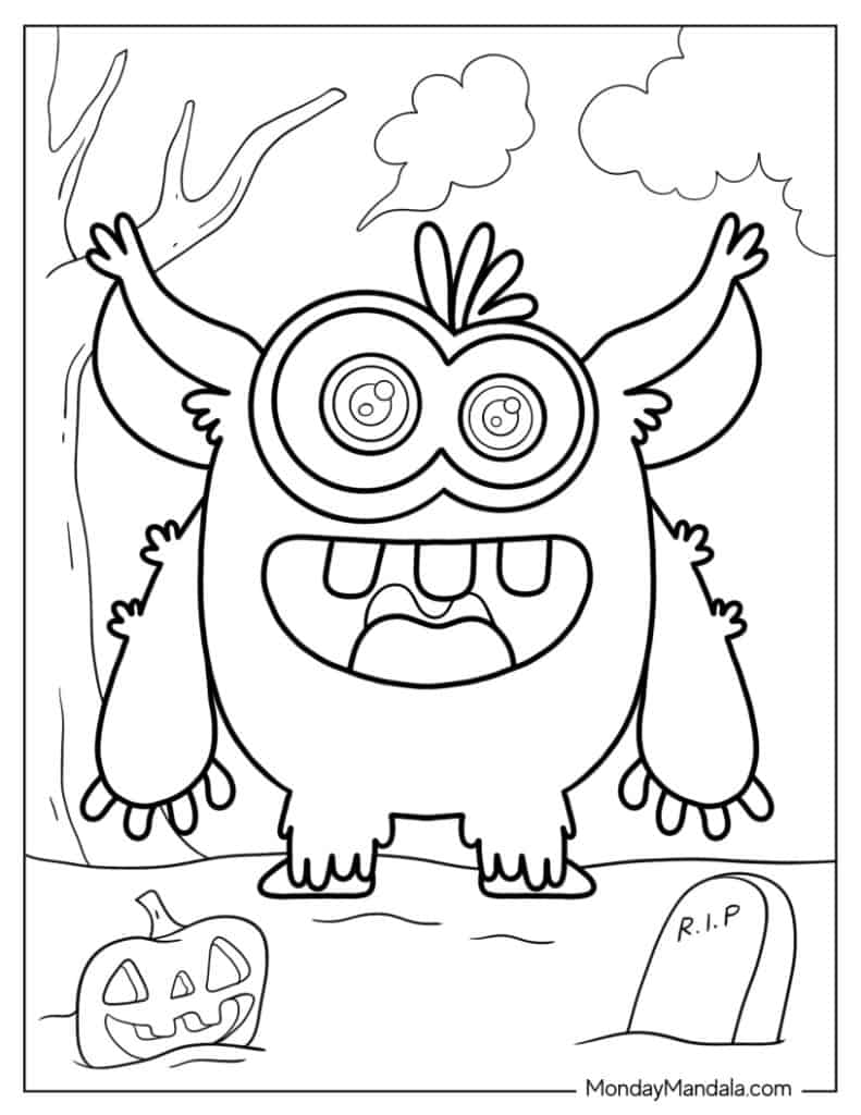 Monster coloring pages free pdf printables