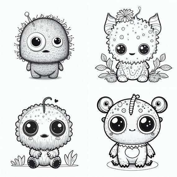 Cute monster coloring pages printable coloring book coloring pages for kids printable digital coloring fantasy coloring