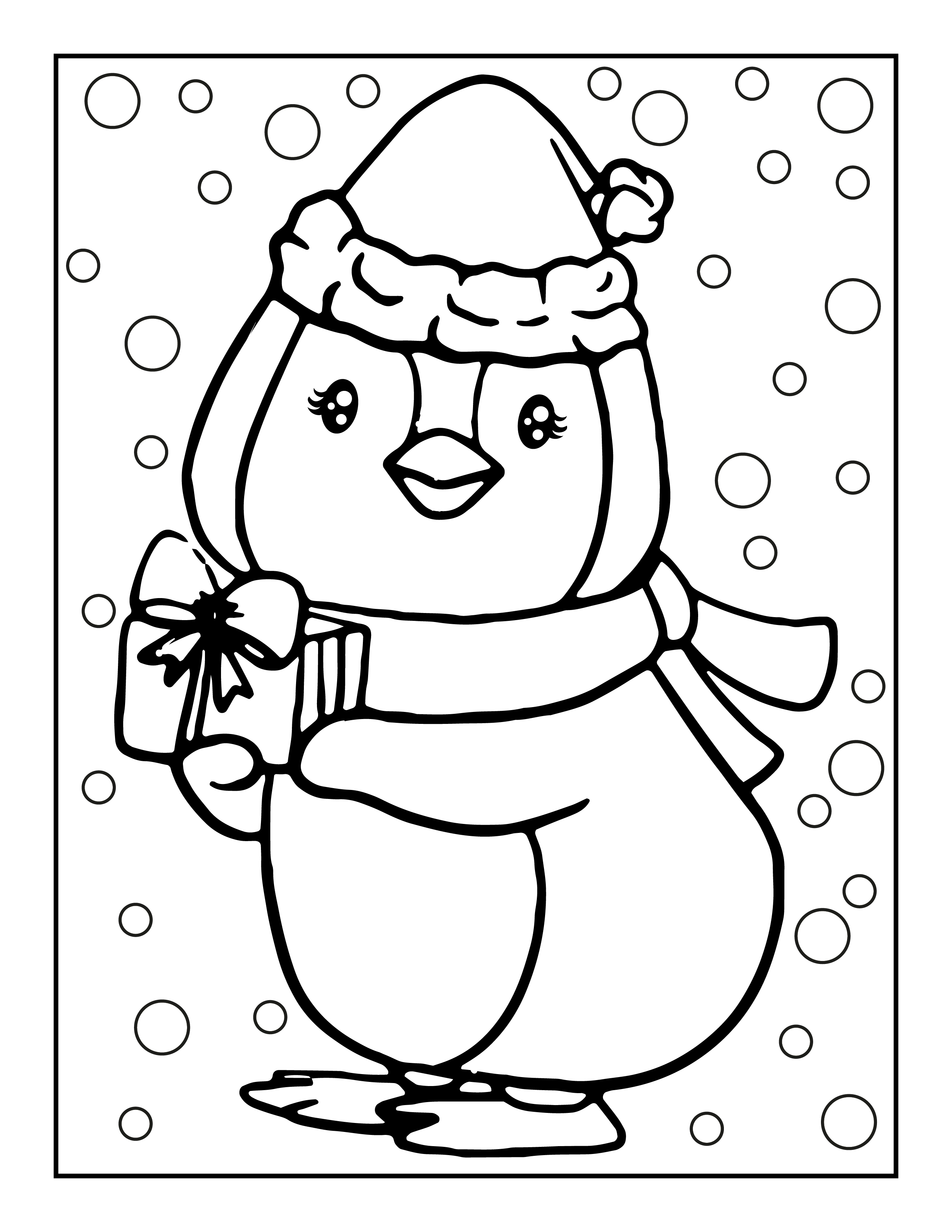 Penguin coloring pages free christmas coloring printables