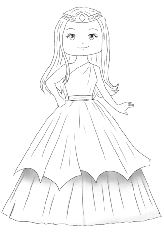Cute princess coloring page free printable coloring pages