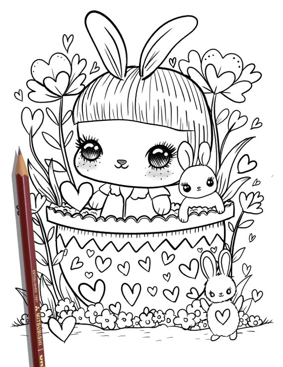 Printable cute easter coloring page hand