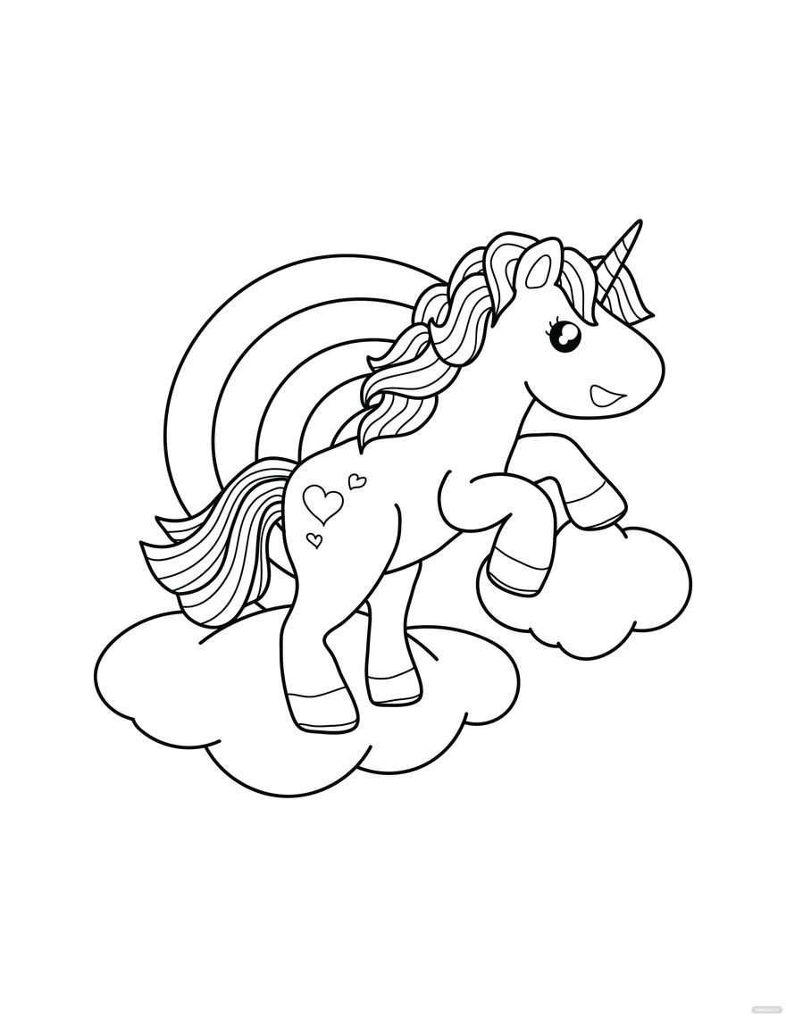 Free cute unicorn coloring page