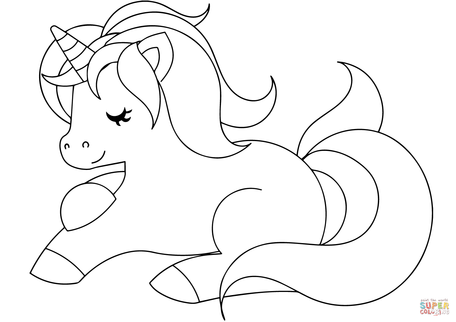 Cute unicorn coloring page free printable coloring pages