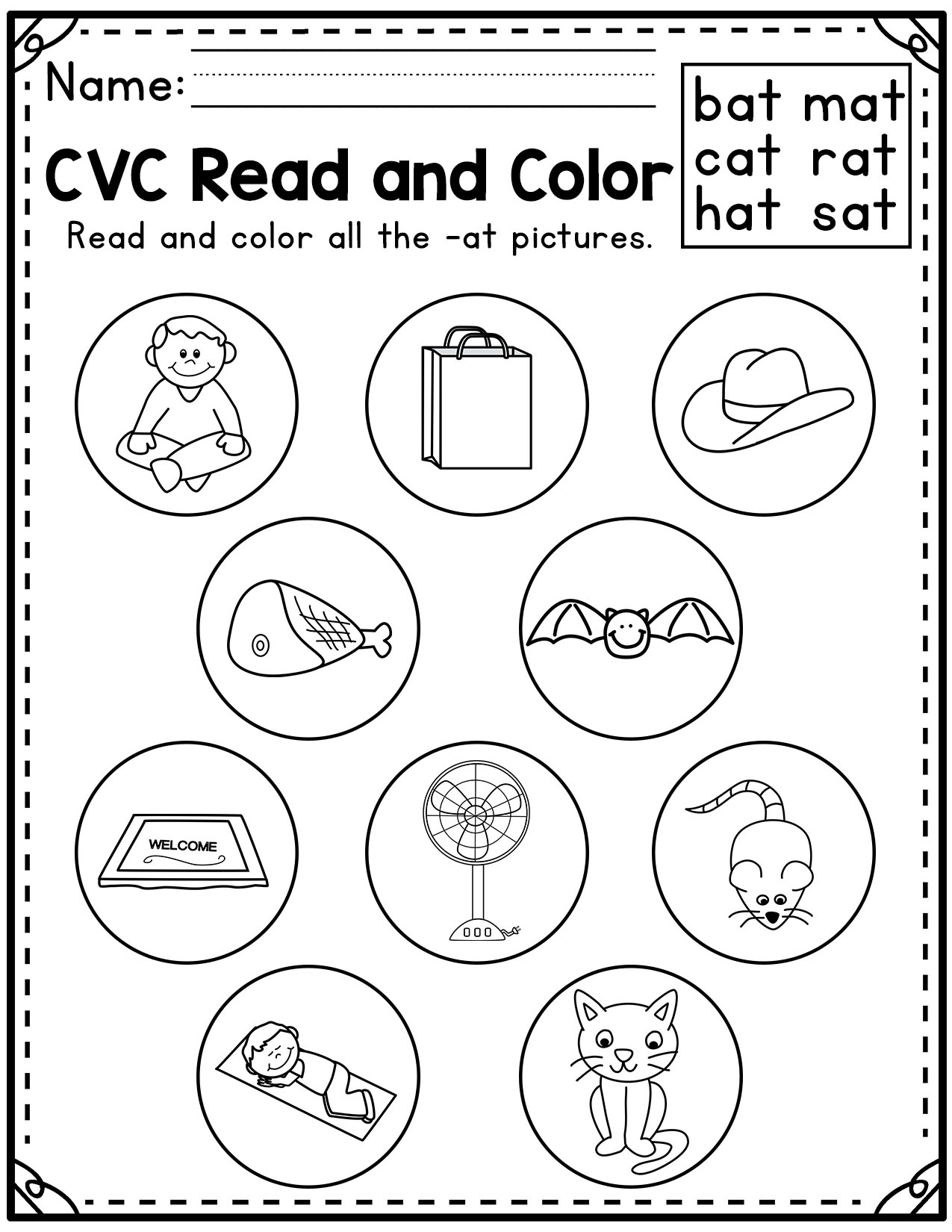 Read and color cvc words kindergarten made by teachers