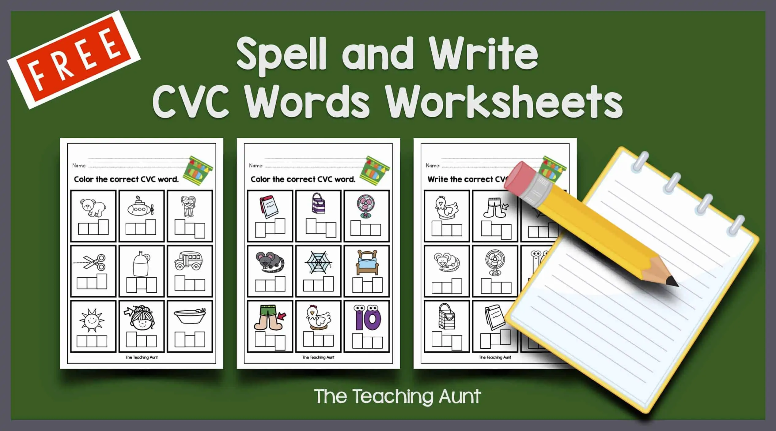 Cvc words worksheets for kindergarten