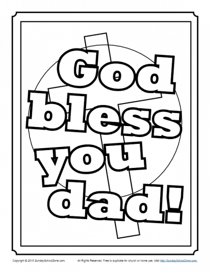 Fathers day coloring pages on sunday school zone